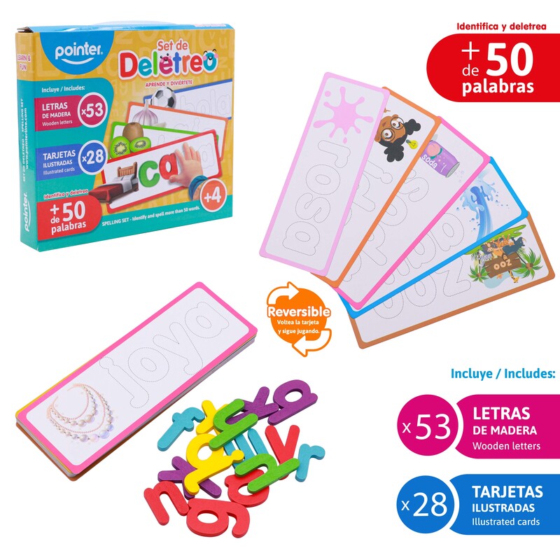 SET DE DELETREO TARJETAS Y LETRAS DE MADERA