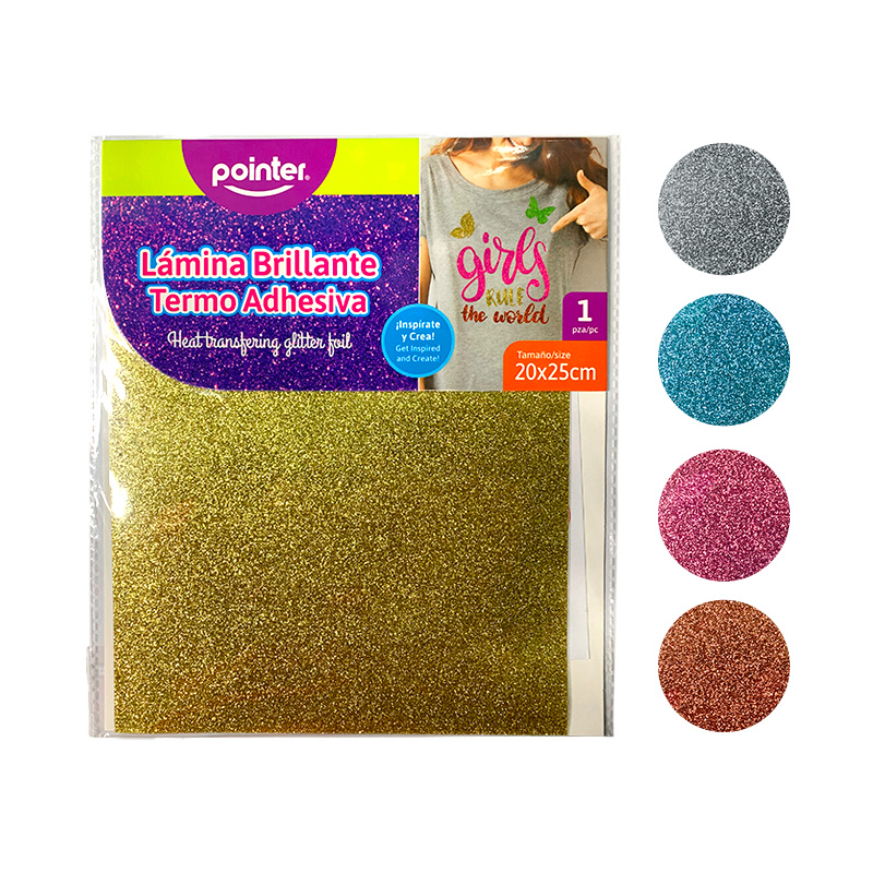 LAMINA BRILLANTE TERMO ADHESIVA - 20 x 25CM x1PZA