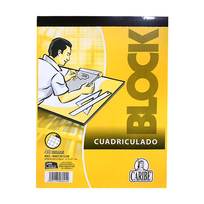 BLOCK ENCOLADO CARTA CUADRICULADO - 21,5x27,7CM
