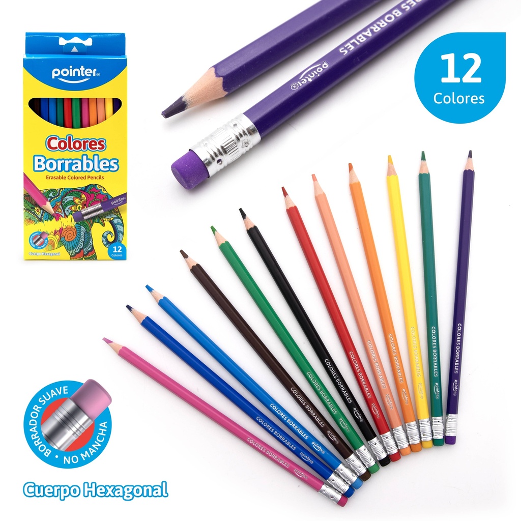 LAPICES DE COLORES BORRABLES x12PZAS