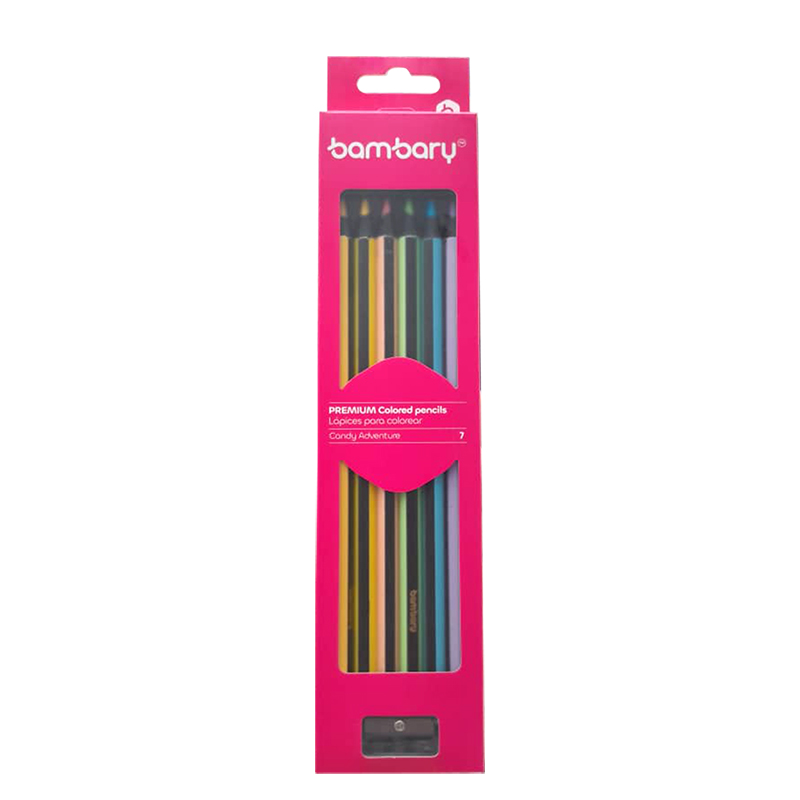 LAPICES DE COLORES HEX 6 UND PASTEL HEX 7" X3.0  + SACAPUNTAS
