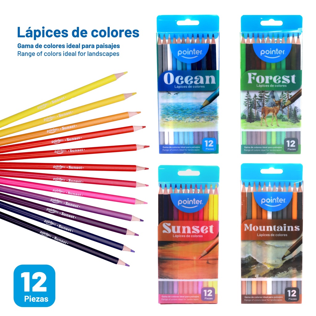 LAPICES DE COLORES x12PZS - GAMA PARA PAISAJES