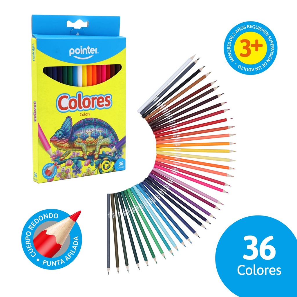 LAPICES DE COLORES x36PZS - CUERPO REDONDO
