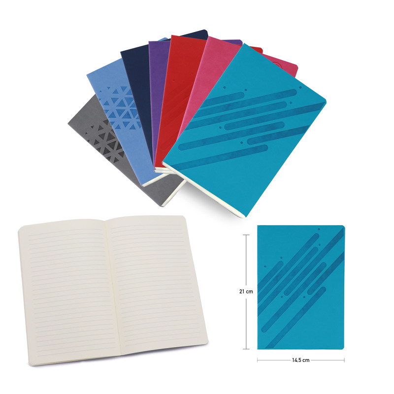 LIBRETA DE APUNTES ENCUADERNADA A5 CUBIERTA FLEXIBLE CON RELIEVE - 80 HOJAS AMARILLAS