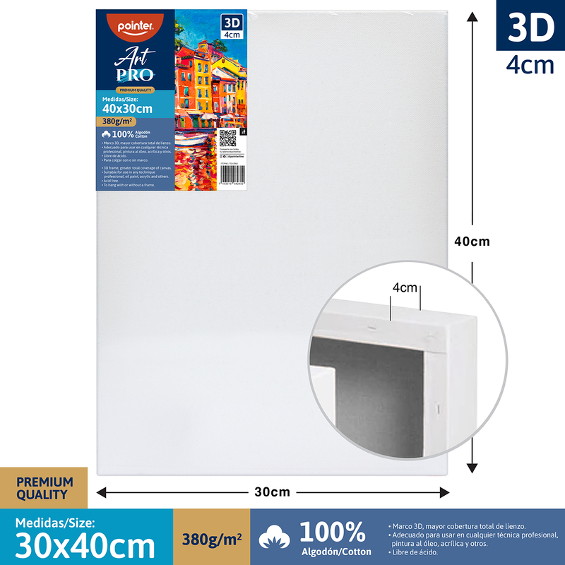 LIENZO BLANCO PREMIUM 3D - 40x30CM