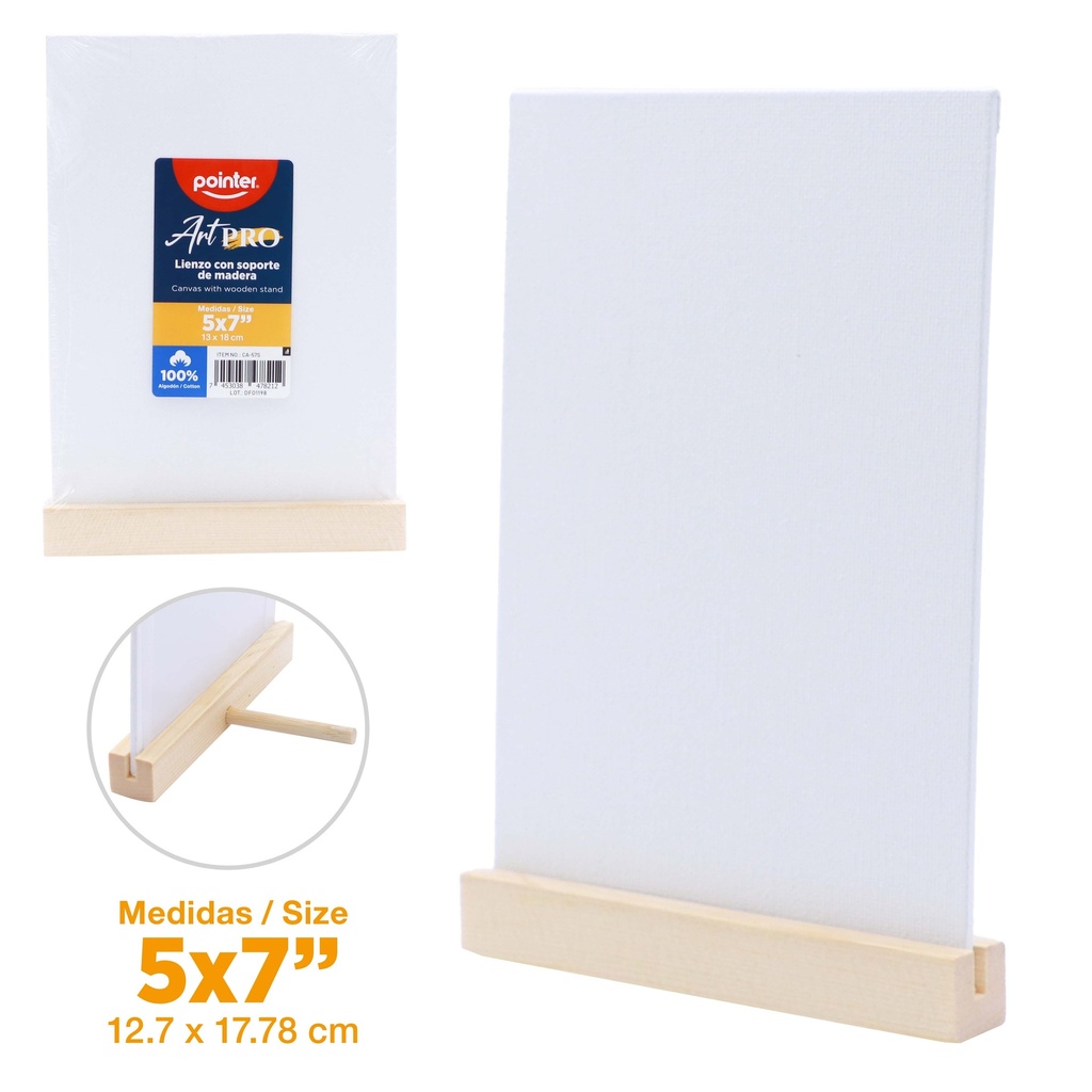LIENZO BLANCO CON SOPORTE DE MADERA - 12.7x17.78CM