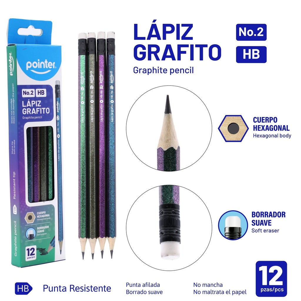 LAPIZ HB HEXAGONAL 12 PIEZAS