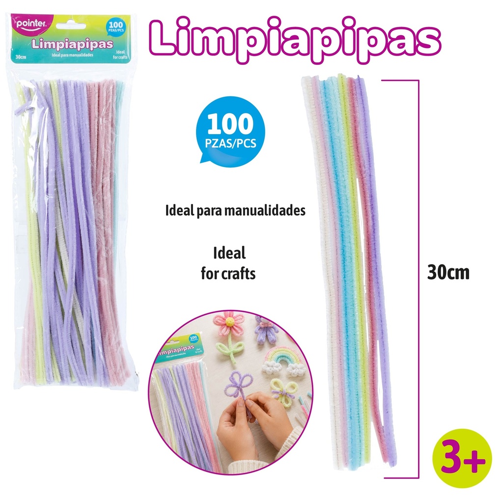 LIMPIA PIPAS PASTEL - 30CM x100PZAS