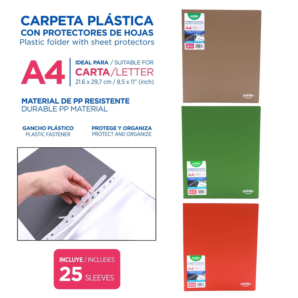 CARPETA CON GANCHO Y PROTECTOR DE HOJAS