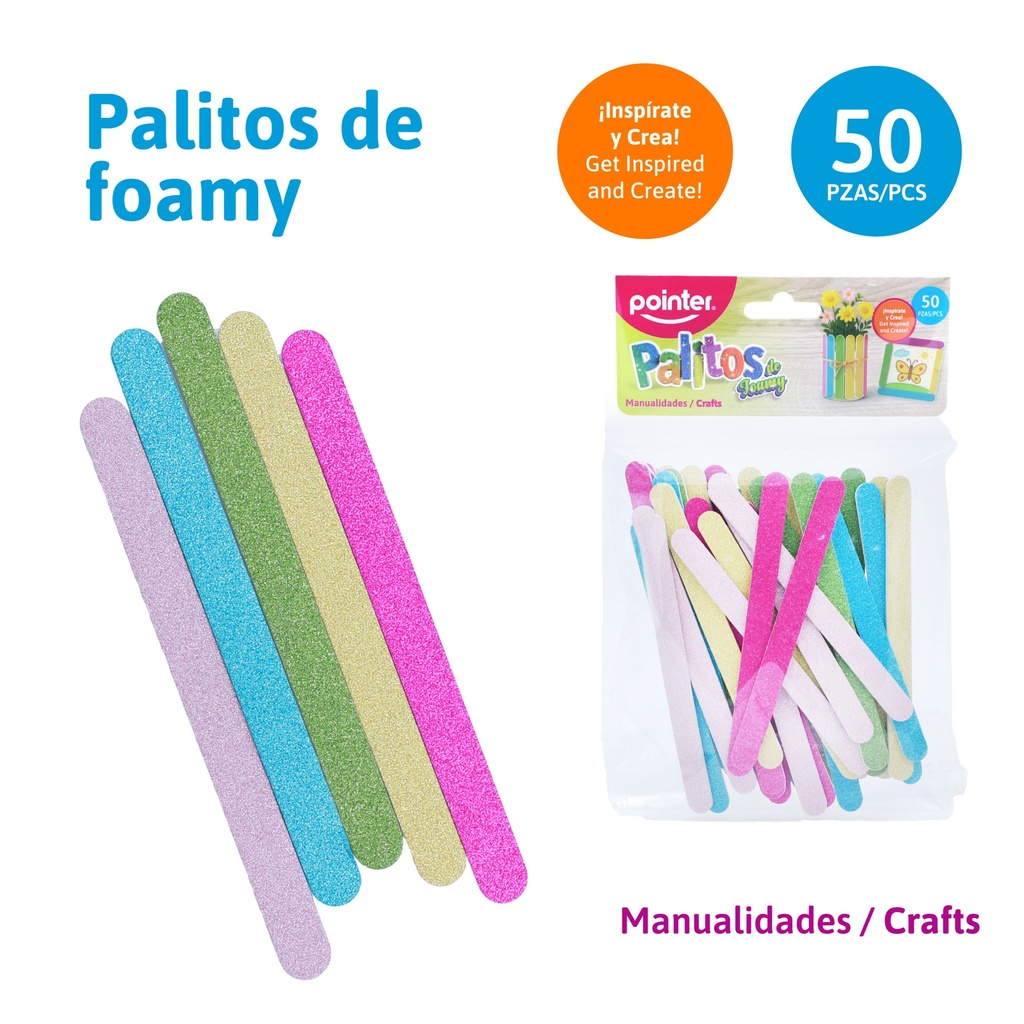 PALITOS DE FOAMY ESCARCHADOS PARA MANUALIDADES