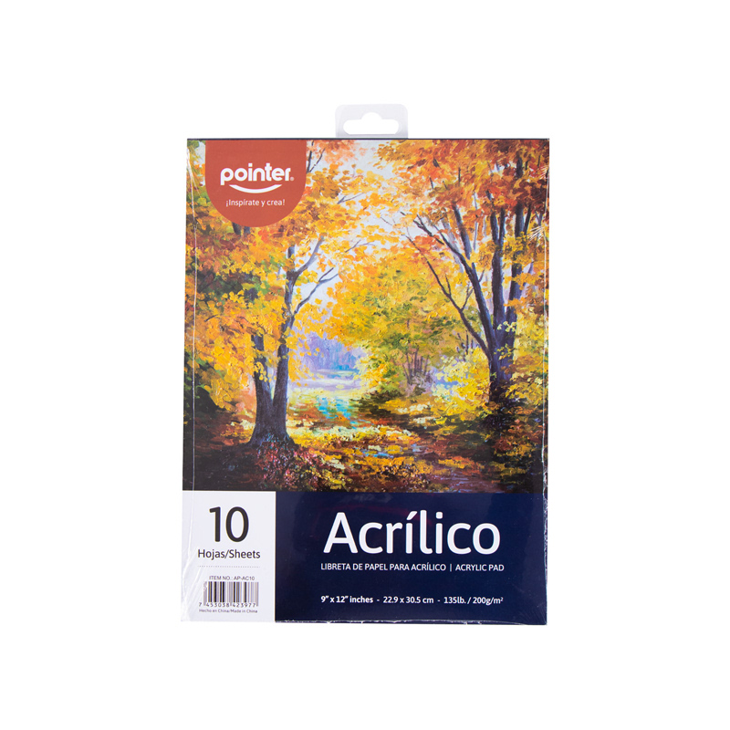 LIBRETA DE PAPEL PARA ACRILICO ART PRO 9x12" x10 HOJAS