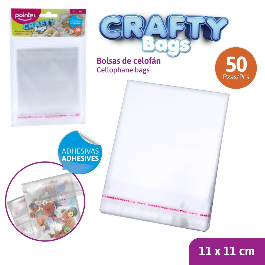 BOLSAS DE CELOFAN ADHESIVAS 11x11cm