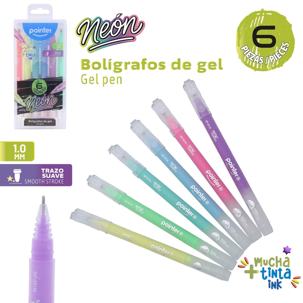 BOLIGRAFO GEL NEON 6 COLORES 1.0 mm  
