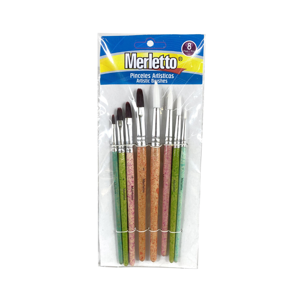 SET DE PINCELES 8PZAS PUNTA OBLATE (4810) REDONDA (481012)