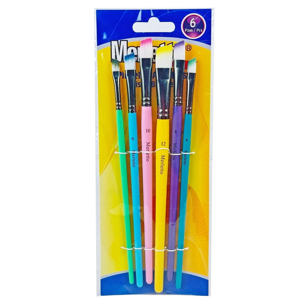 SET DE 6 PINCELES BISELADOS CON #2,4,6,8,10,12