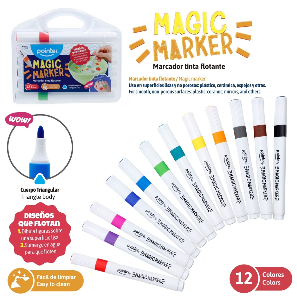 MARCADOR MÁGICO AL AGUA x12PZS - MAGIC MAKER