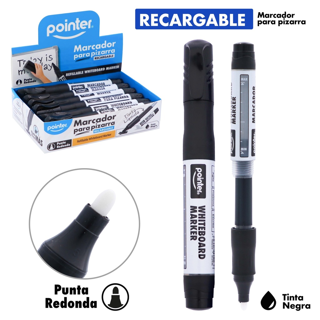 MARCADOR RECARGABLE PARA TABLERO TINTA NEGRA