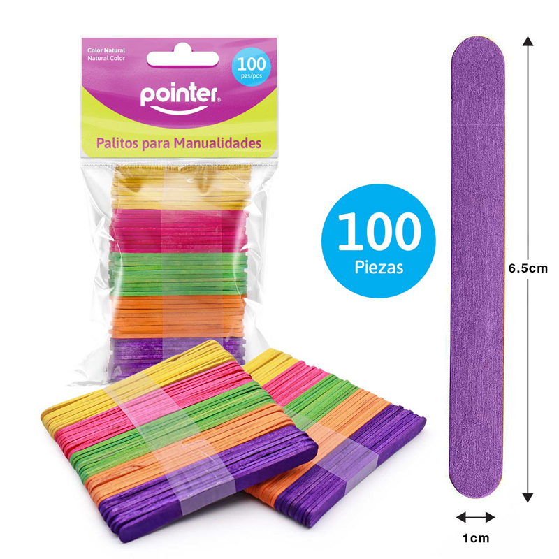 PALITOS DE COLORES PARA MANUALIDADES x 100 PIEZAS