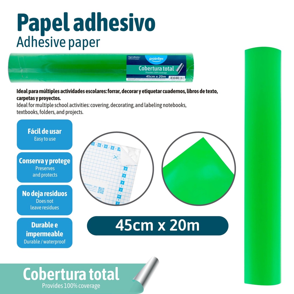 PAPEL ADHESIVO 20M VERDE