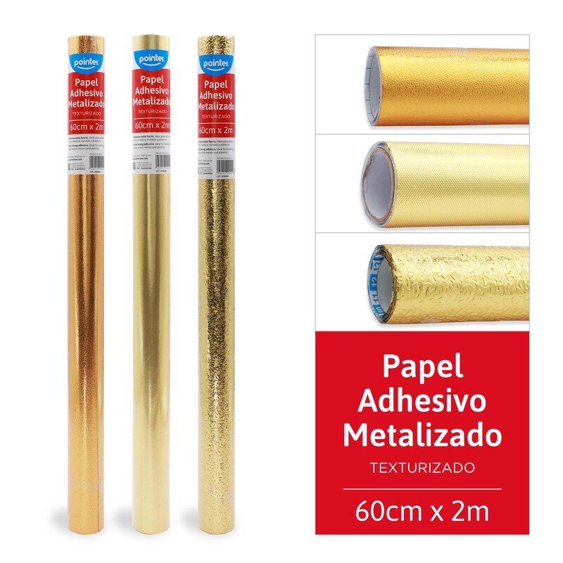 PAPEL ADHESIVO TEXTURIZADO DORADO - 60Cm x 2Mts