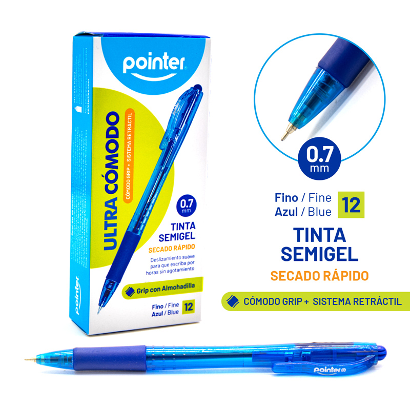 BOLIGRAFO AZUL ULTRA COMODO 0.7 MM UNIDAD