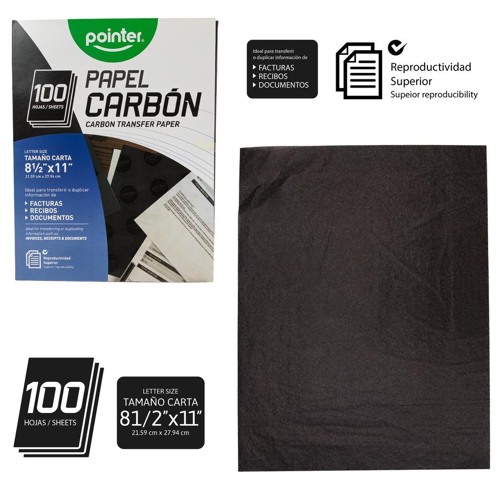 PAPEL CARBON NEGRO - CARTA (21.6 x 27.9CM)