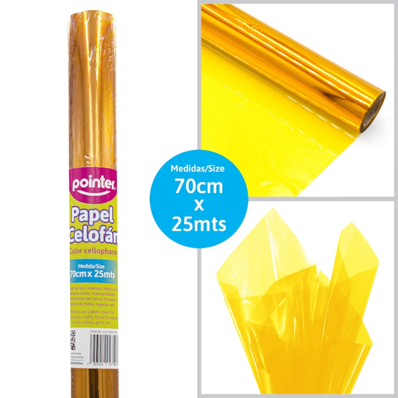 PAPEL CELOFAN AMARILLO 70X25M