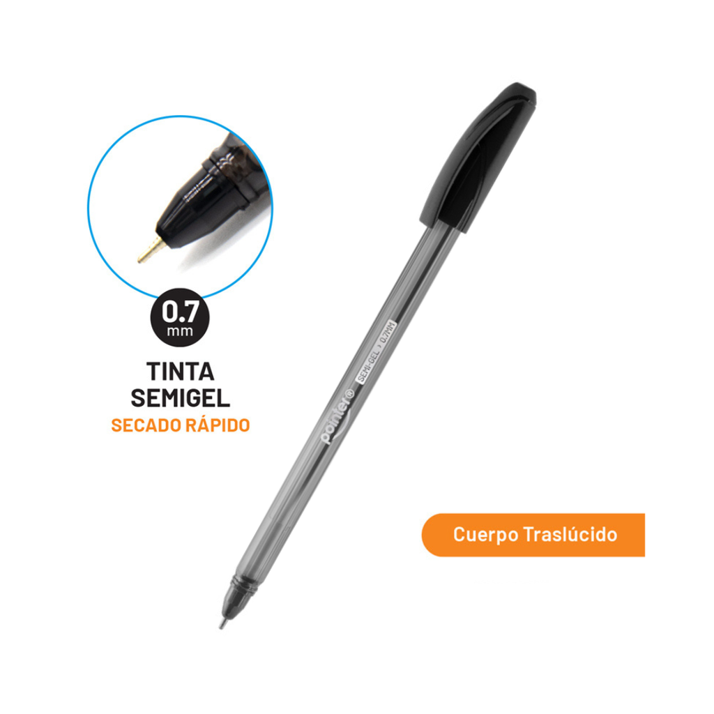 BOLIGRAFO SEMIGEL NEGRO - ULTRA SUAVE 0.7 MM UNIDAD