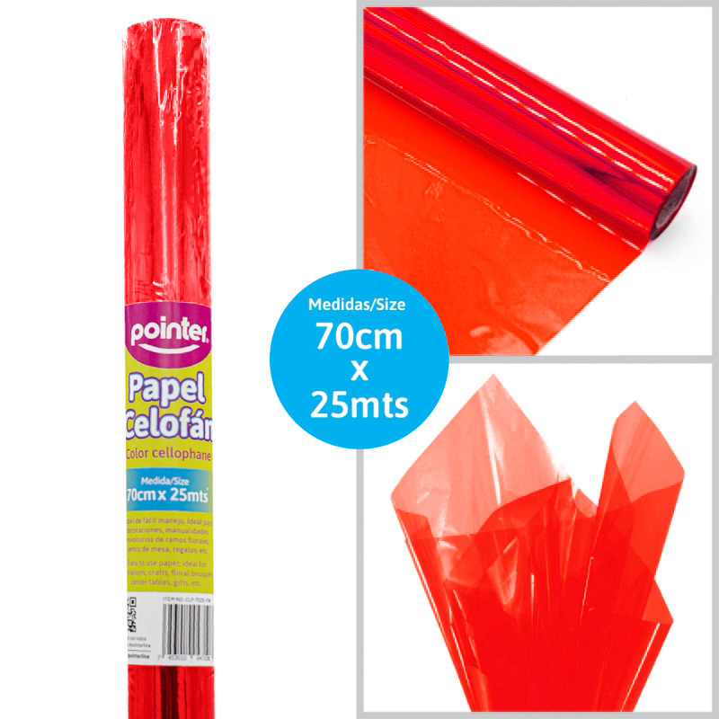 PAPEL CELOFAN ROJO 70X25M