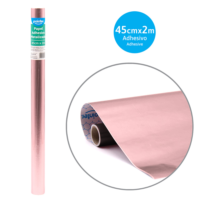 PAPEL CONTAC METALIZADO ROSADO 45cmx2m