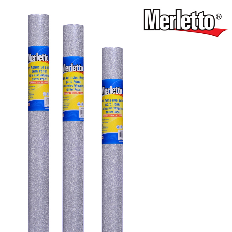 PAPEL CONTAC PLATEADO BRILLANTE - 2Mx45CM