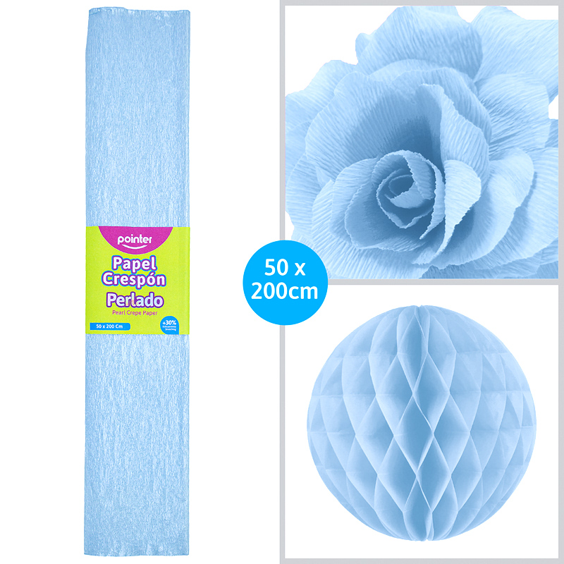 PAPEL CREPE AZUL PERLADO