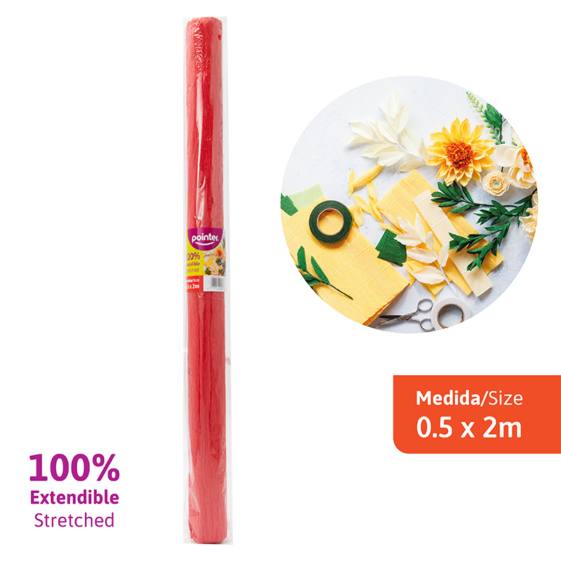 PAPEL CREPE ELASTICO 2M (ROJO)