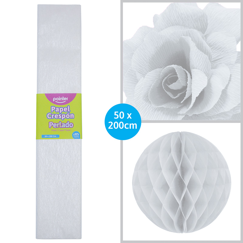 PAPEL CREPE PERLADO - BLANCO (50x200CM)