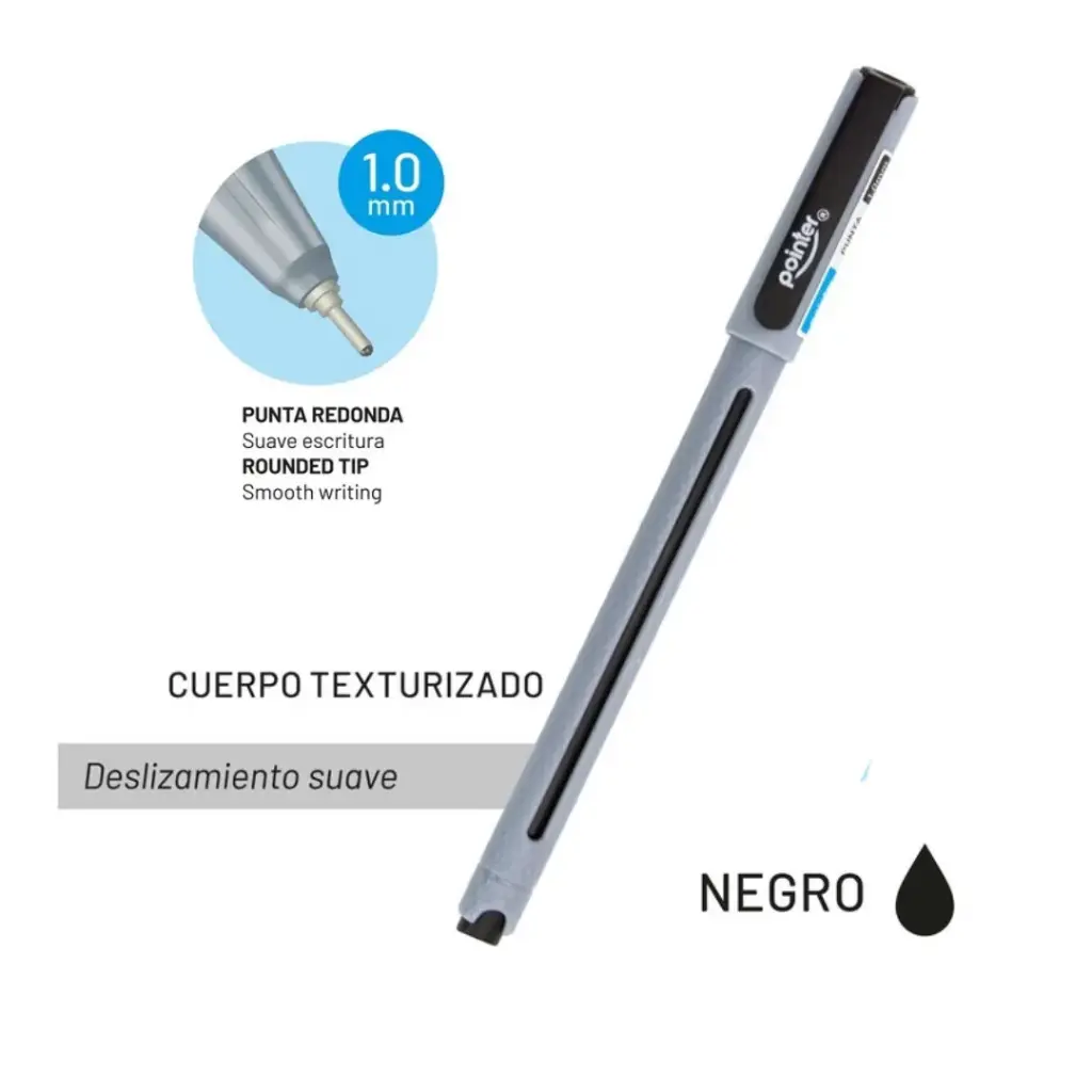 BOLIGRAFO TINTA NEGRA 1.0MM - CUERPO TEXTURIZADO UNIDAD