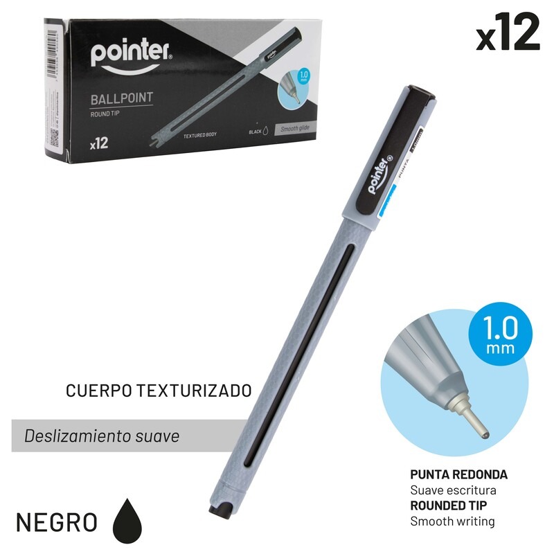 BOLIGRAFO TINTA NEGRA 1.0MM - CUERPO TEXTURIZADO UNIDAD