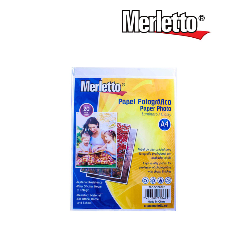 PAPEL FOTOGRAFICO BRILLANTE 180G - A4 x20 HOJAS
