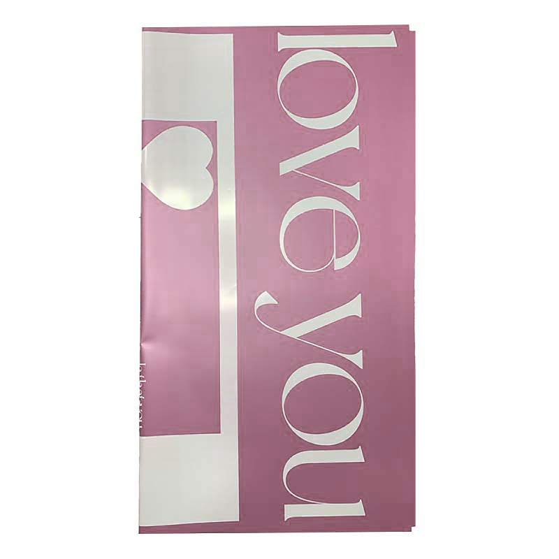 PAPEL COREANO OUYA BITONO OPACO LOVE YOU - ROSADO/BLANCO 57x57CM