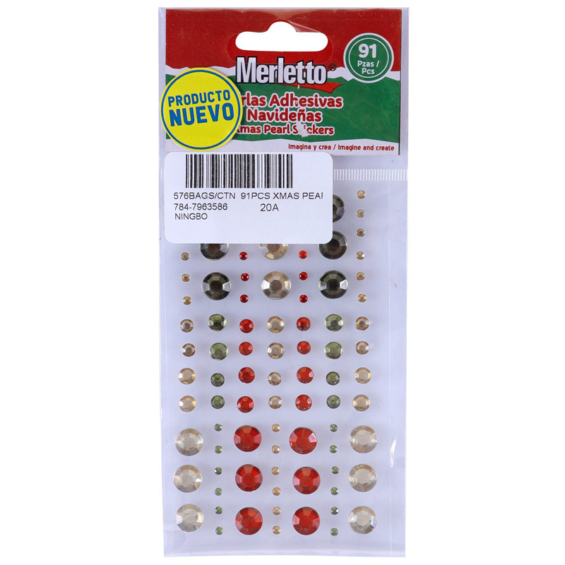 PERLAS ADHESIVAS NAVIDEÑAS x91PZAS