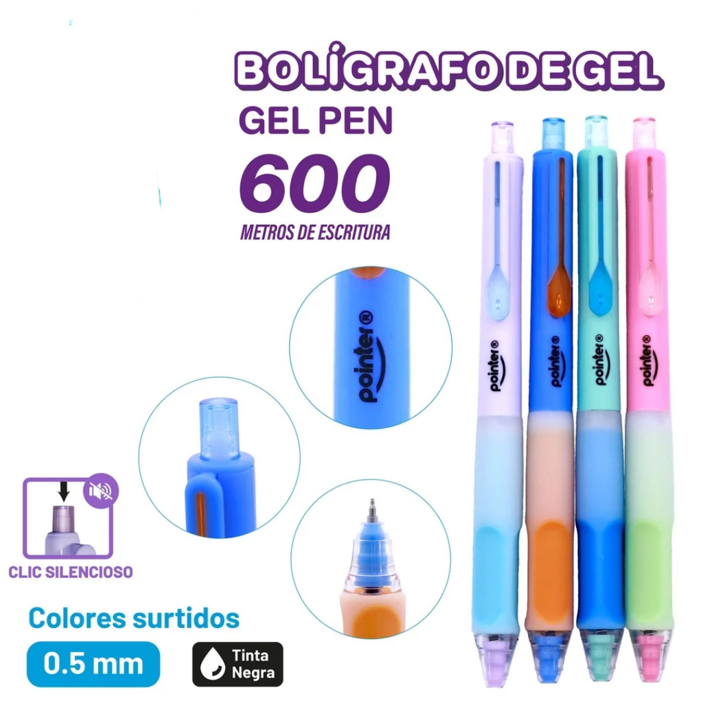 BOLIGRAFO DE GEL RETRACTIL 0.5 MM 12 PIEZAS