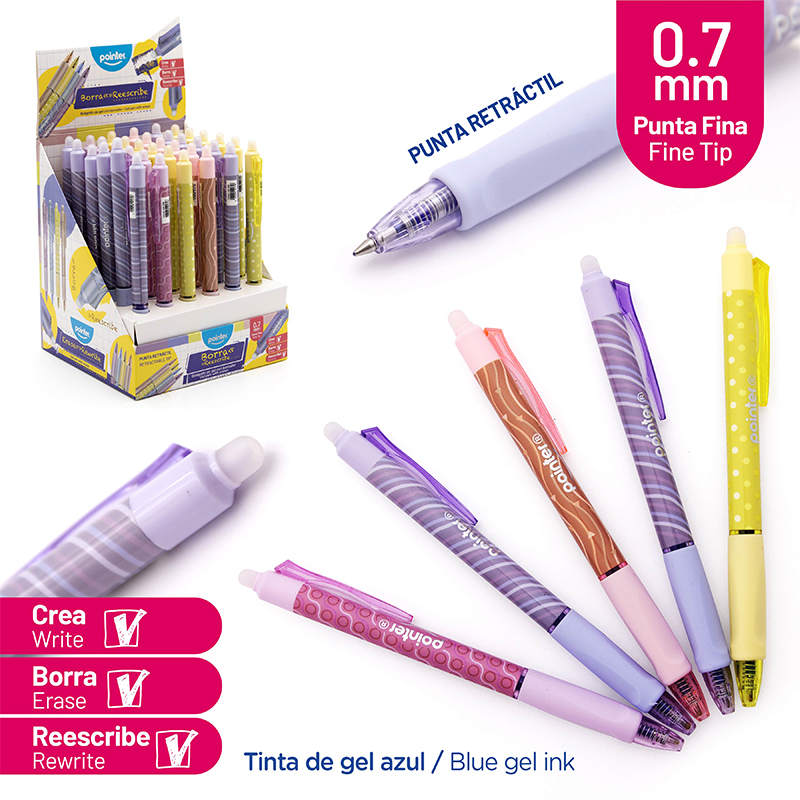 BOLIGRAFO RETRACTIL BORRABLE 0.7MM (AZUL)