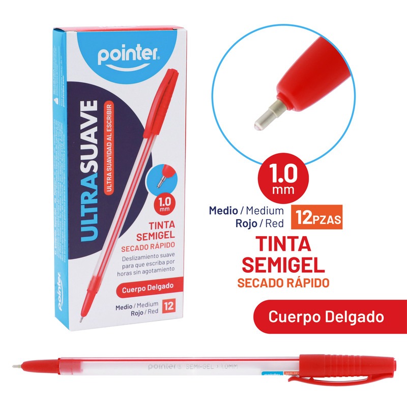 BOLIGRAFO SEMIGEL ROJO ULTRA SUAVE 1.0MM UNIDAD