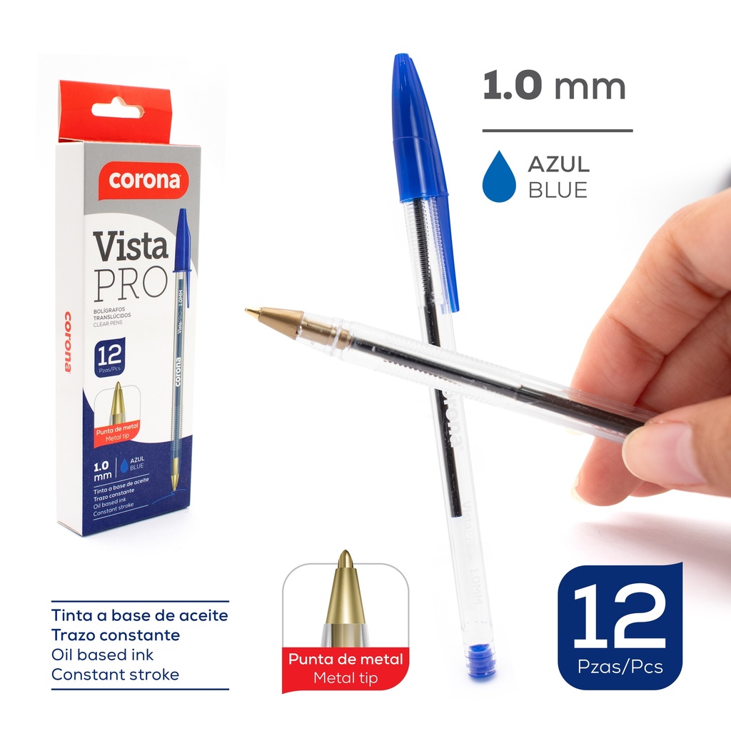 BOLIGRAFO VISTA PRO AZUL 1.0MM x12