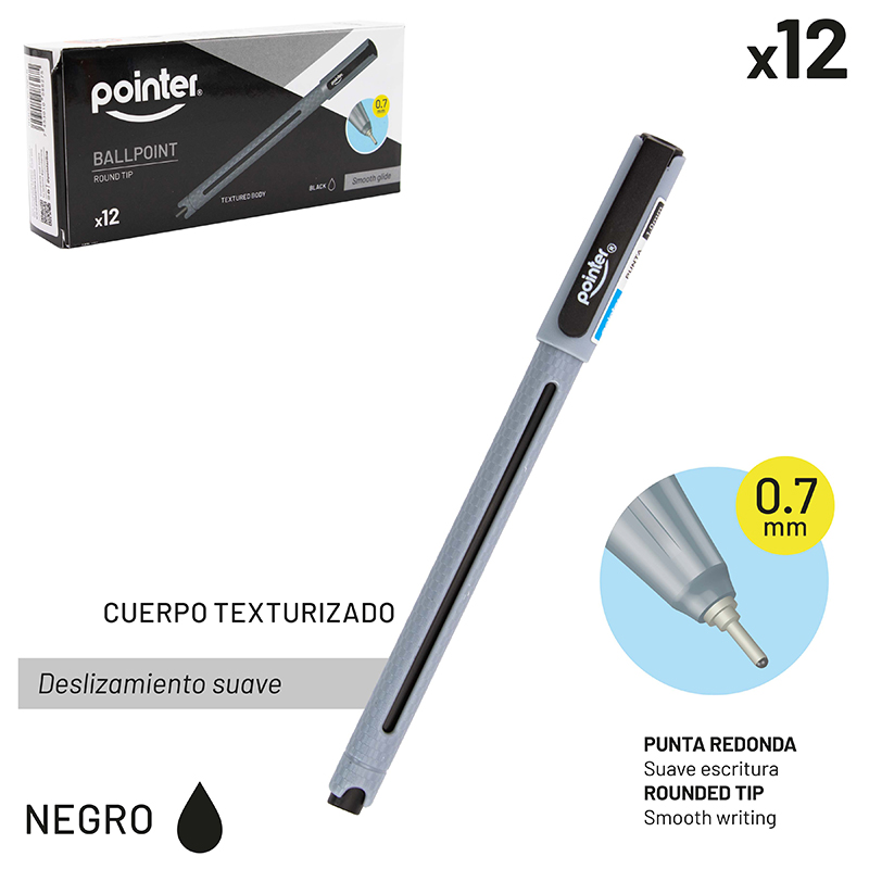 BOLIGRAFO TINTA NEGRA 0.7MM - CUERPO TEXTURIZADO UNIDAD