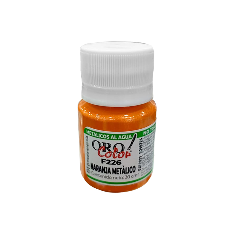 PINTURA METALICOS AL AGUA NARANJA METALICO 30ML