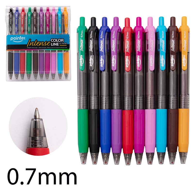 BOLIGRAFOS DE GEL 0.7MM x10 COLORES INTENSOS