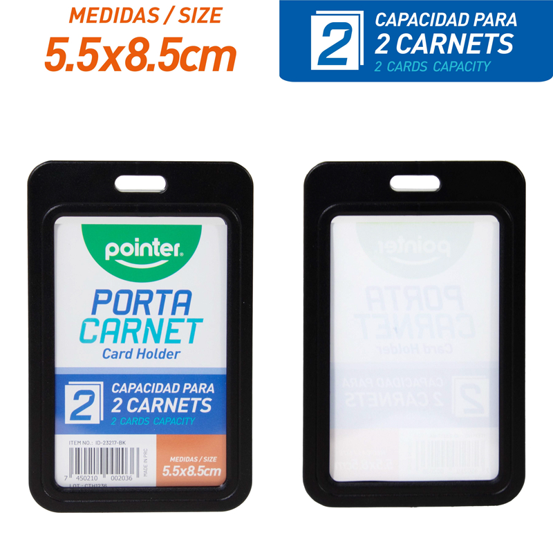 PORTA CARNET VERTICAL DE PVC NEGRO 5,5x8,5Cm