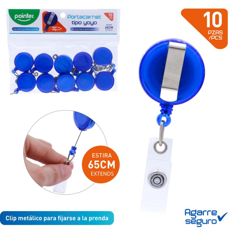 GANCHO AZUL PORTA CARNET RETRACTIL UNIDAD