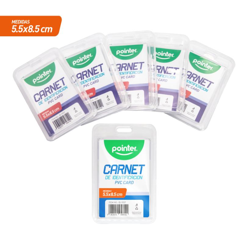 PORTA CREDENCIALES VERTICAL DE PVC TRANSPARENTE 5,5x8,5Cm