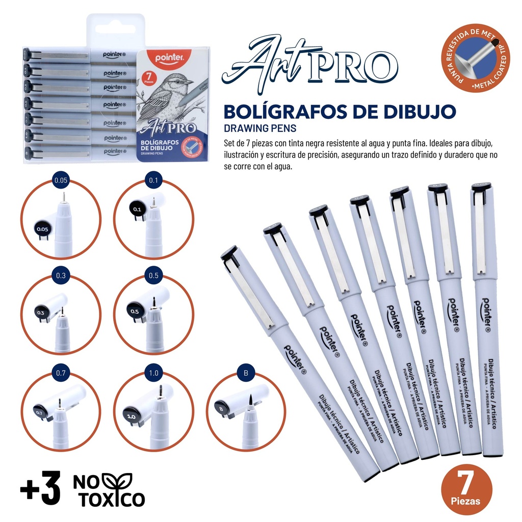 BOLIGRAFOS DE DIBUJO x7PZAS